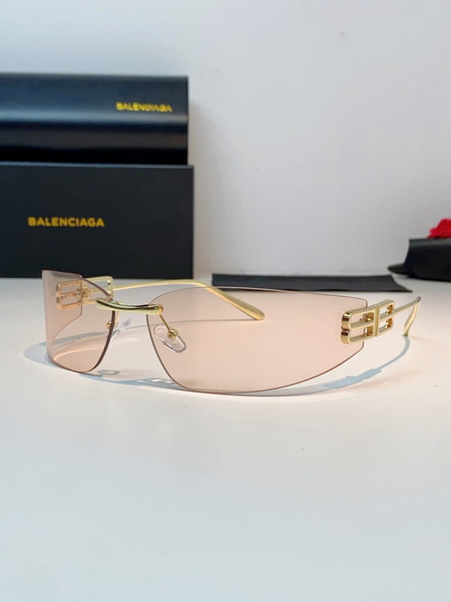 Balenciaga Lightweight Rimless Gold Lens Sunglasses for Men & Women - 399134
