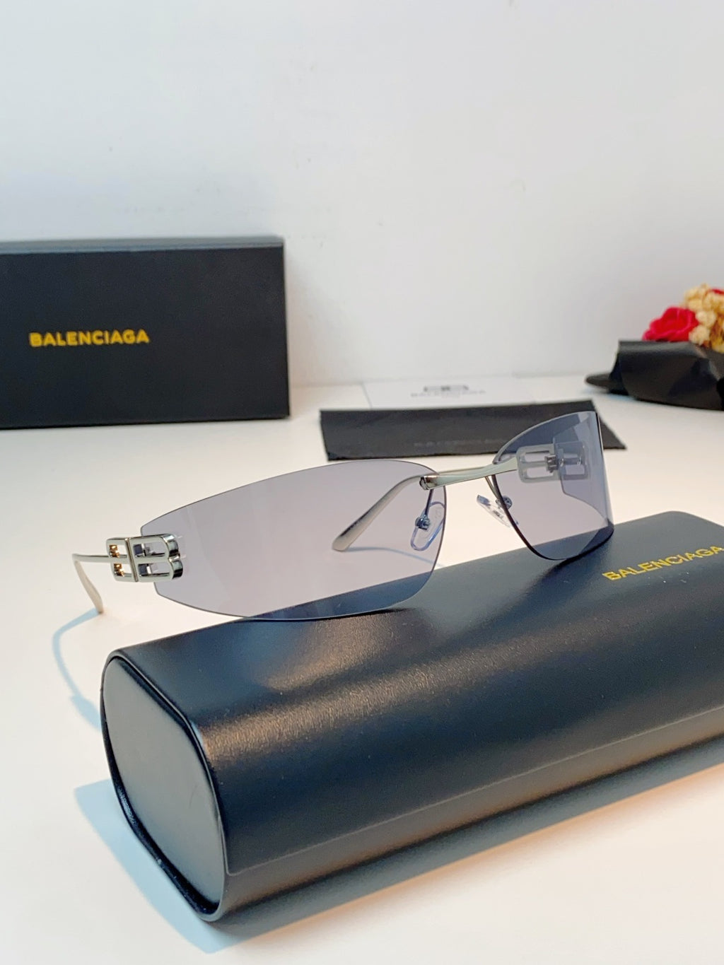 Balenciaga Lightweight Rimless Gray Lens Sunglasses for Men & Women - 399135 - detail image 11