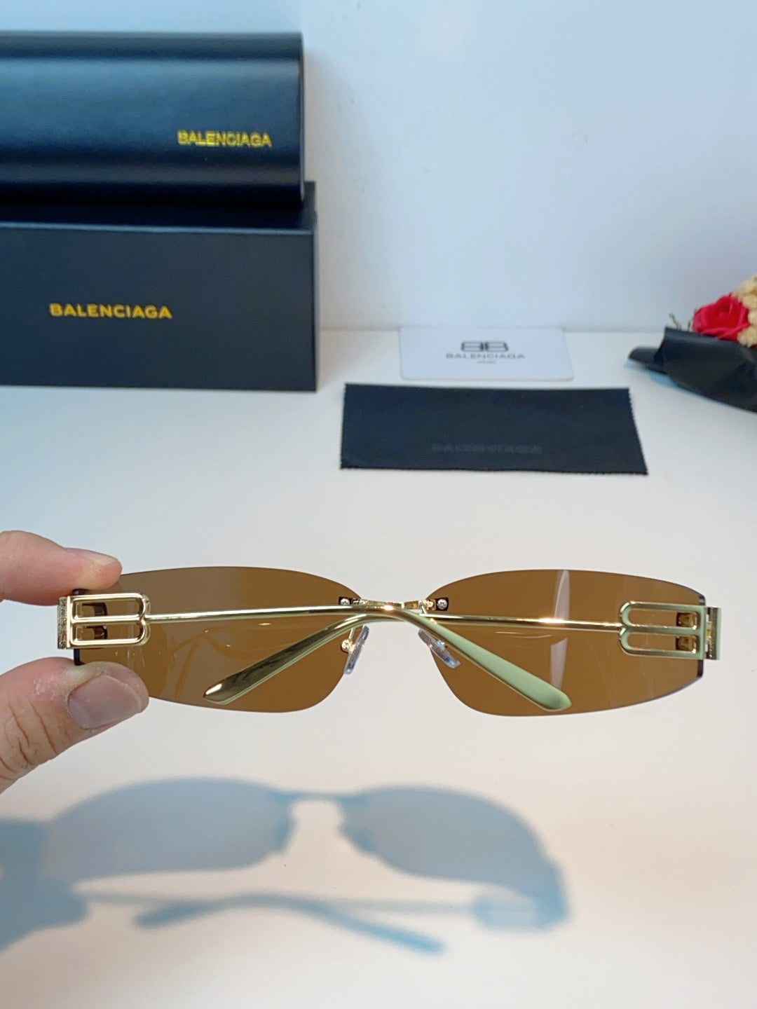 Balenciaga Lightweight Rimless Brown Lens Sunglasses for Men & Women - 399136 - detail image 5