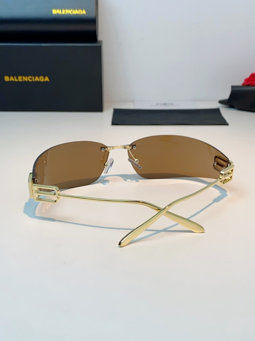Balenciaga Lightweight Rimless Brown Lens Sunglasses for Men & Women - 399136 - detail image 3