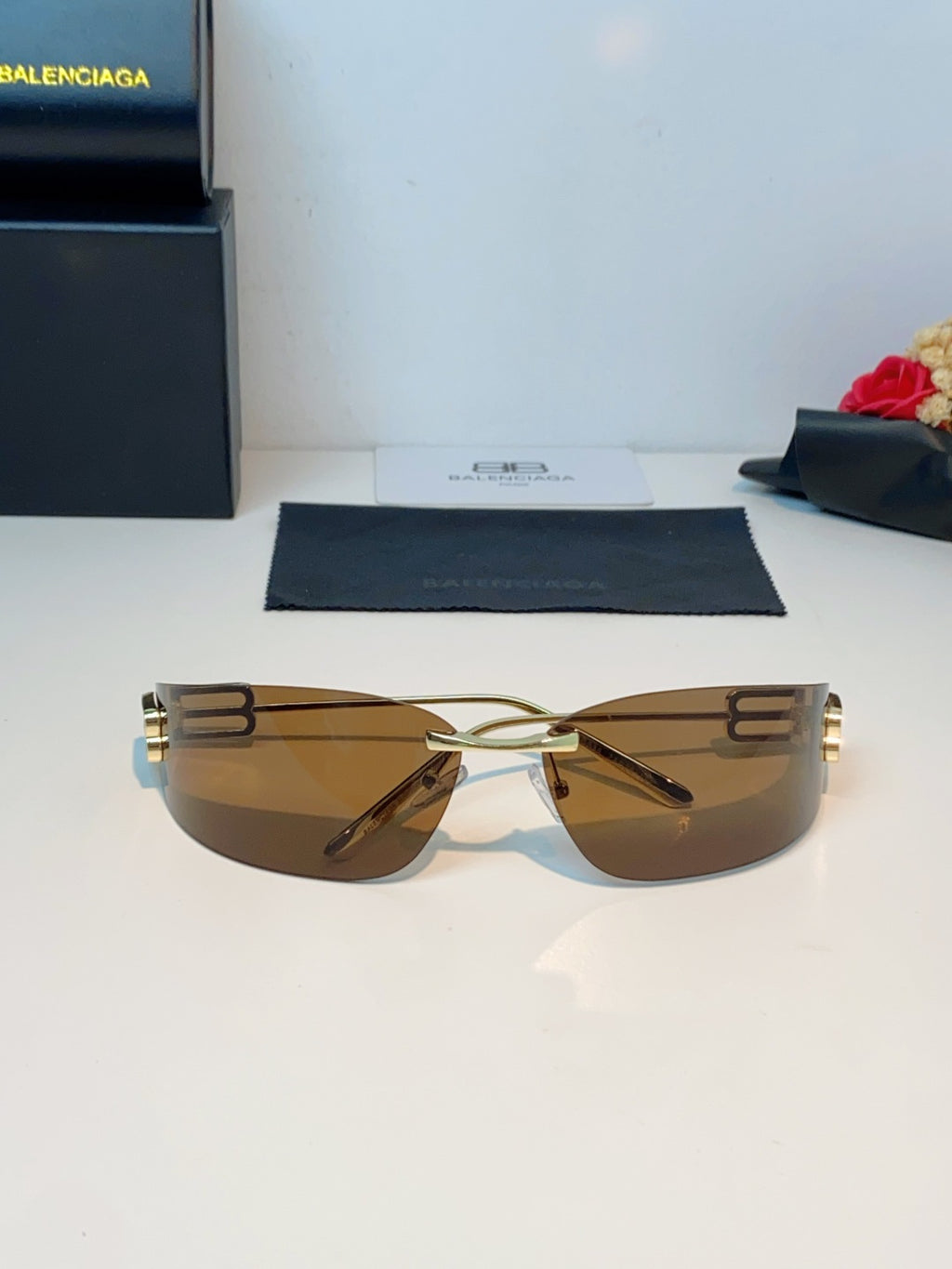 Balenciaga Lightweight Rimless Brown Lens Sunglasses for Men & Women - 399136 - detail image 10