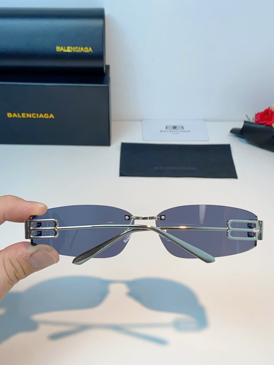 Balenciaga Lightweight Rimless Gray Lens Sunglasses for Men & Women - 399137 - detail image 5