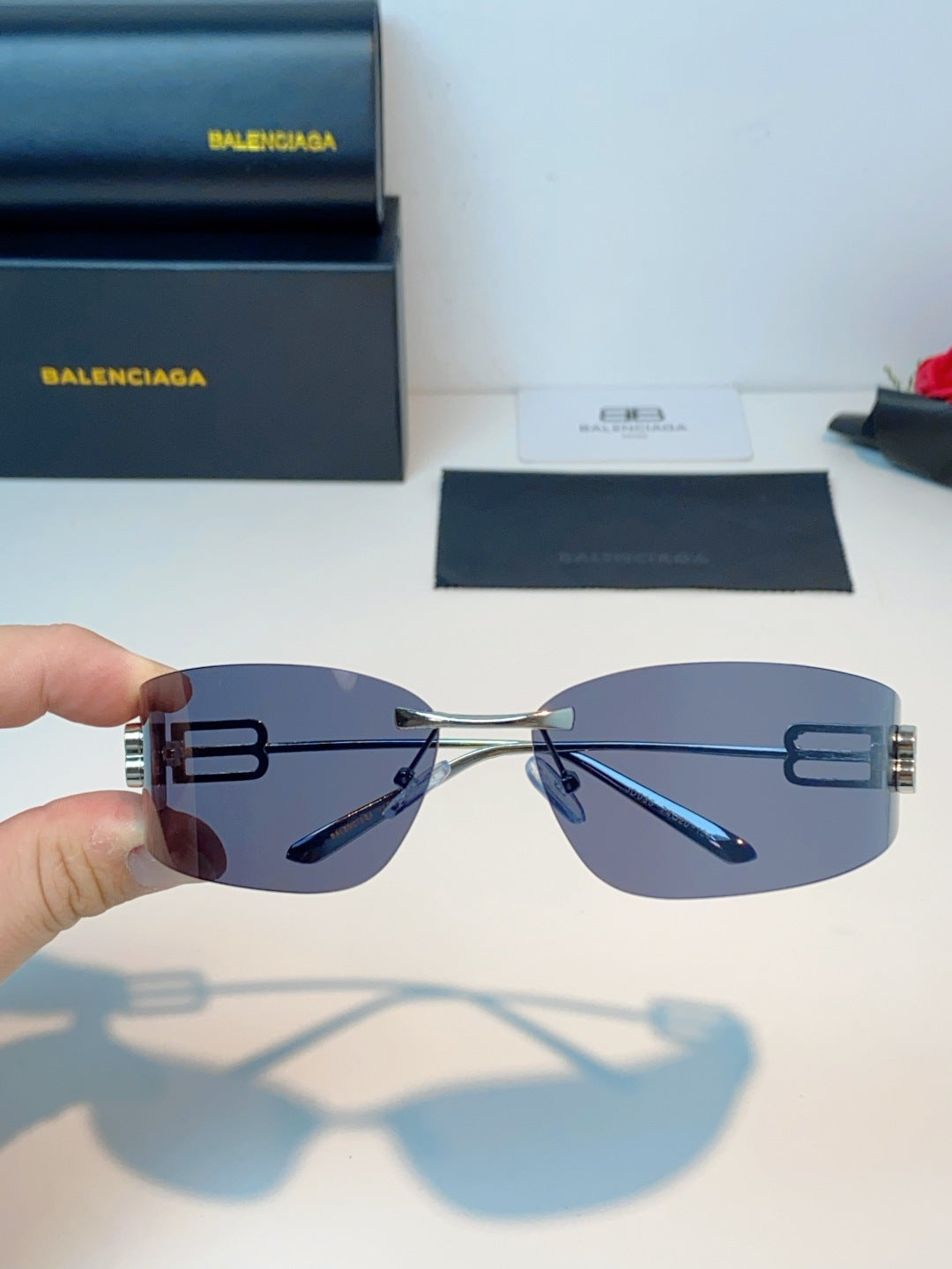 Balenciaga Lightweight Rimless Gray Lens Sunglasses for Men & Women - 399137 - detail image 4