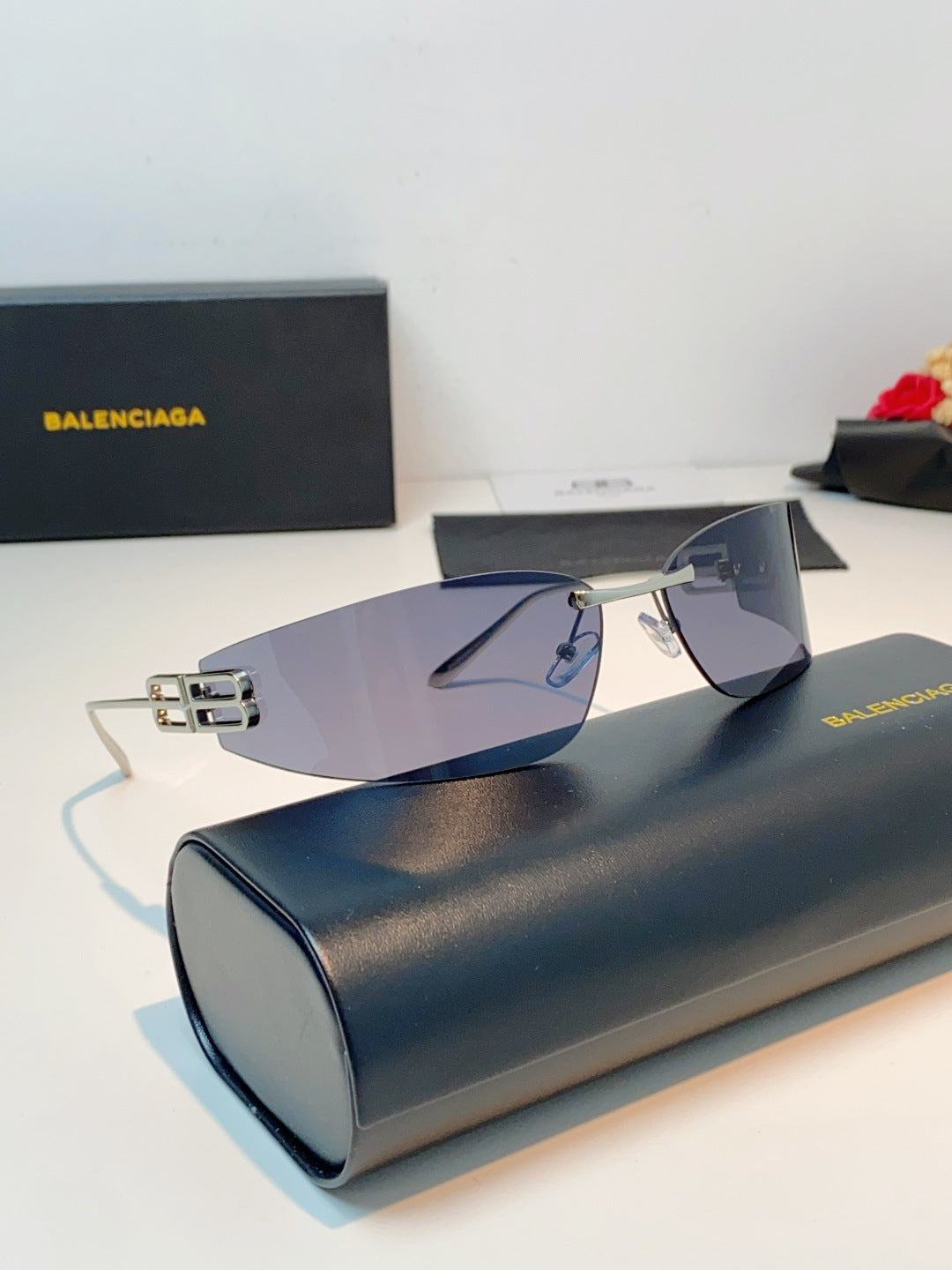 Balenciaga Lightweight Rimless Gray Lens Sunglasses for Men & Women - 399137 - detail image 11