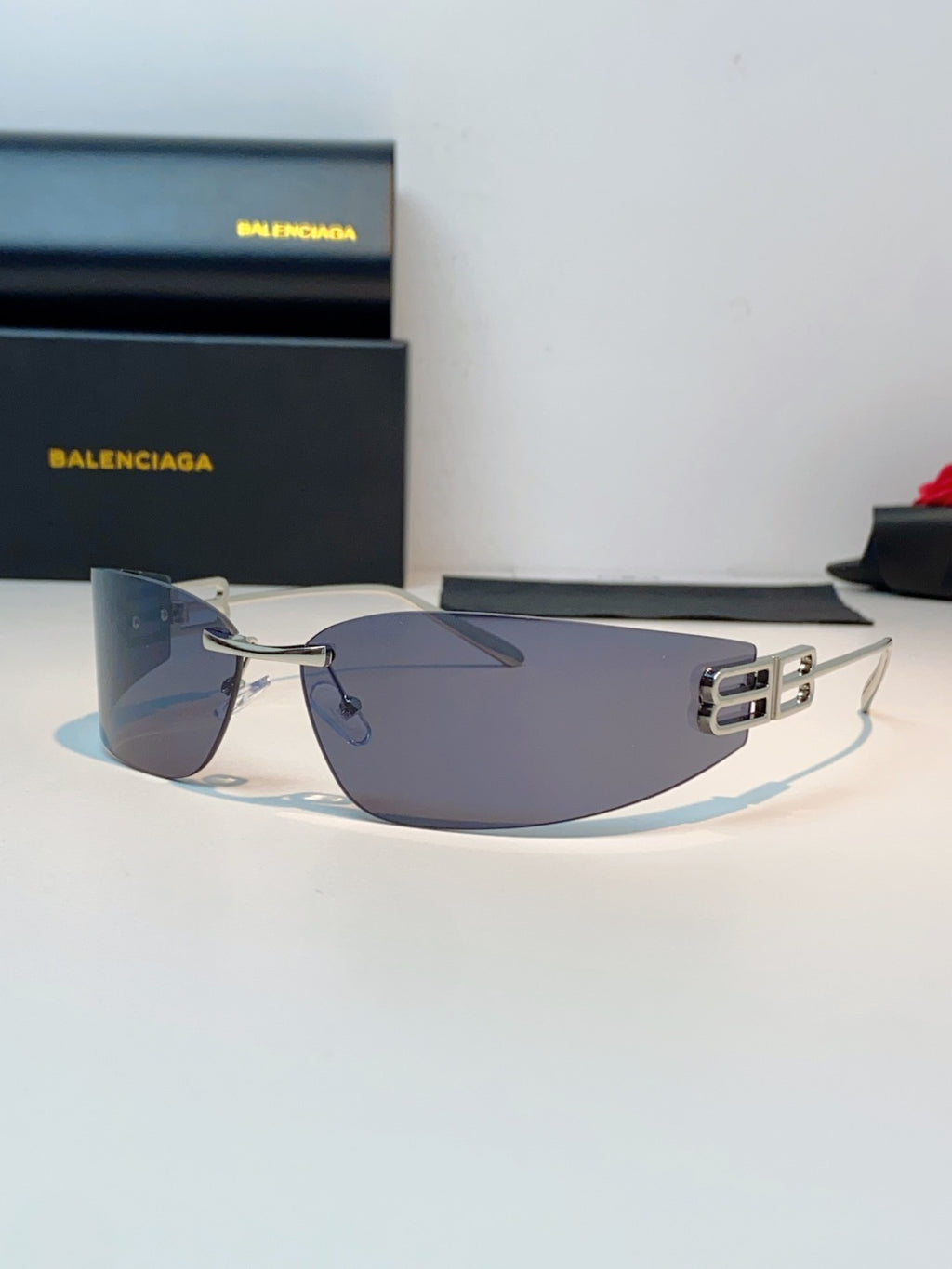 Balenciaga Lightweight Rimless Gray Lens Sunglasses for Men & Women - 399137