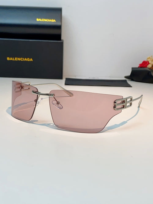 Balenciaga Lightweight Rimless Pink Lens Sunglasses for Men & Women