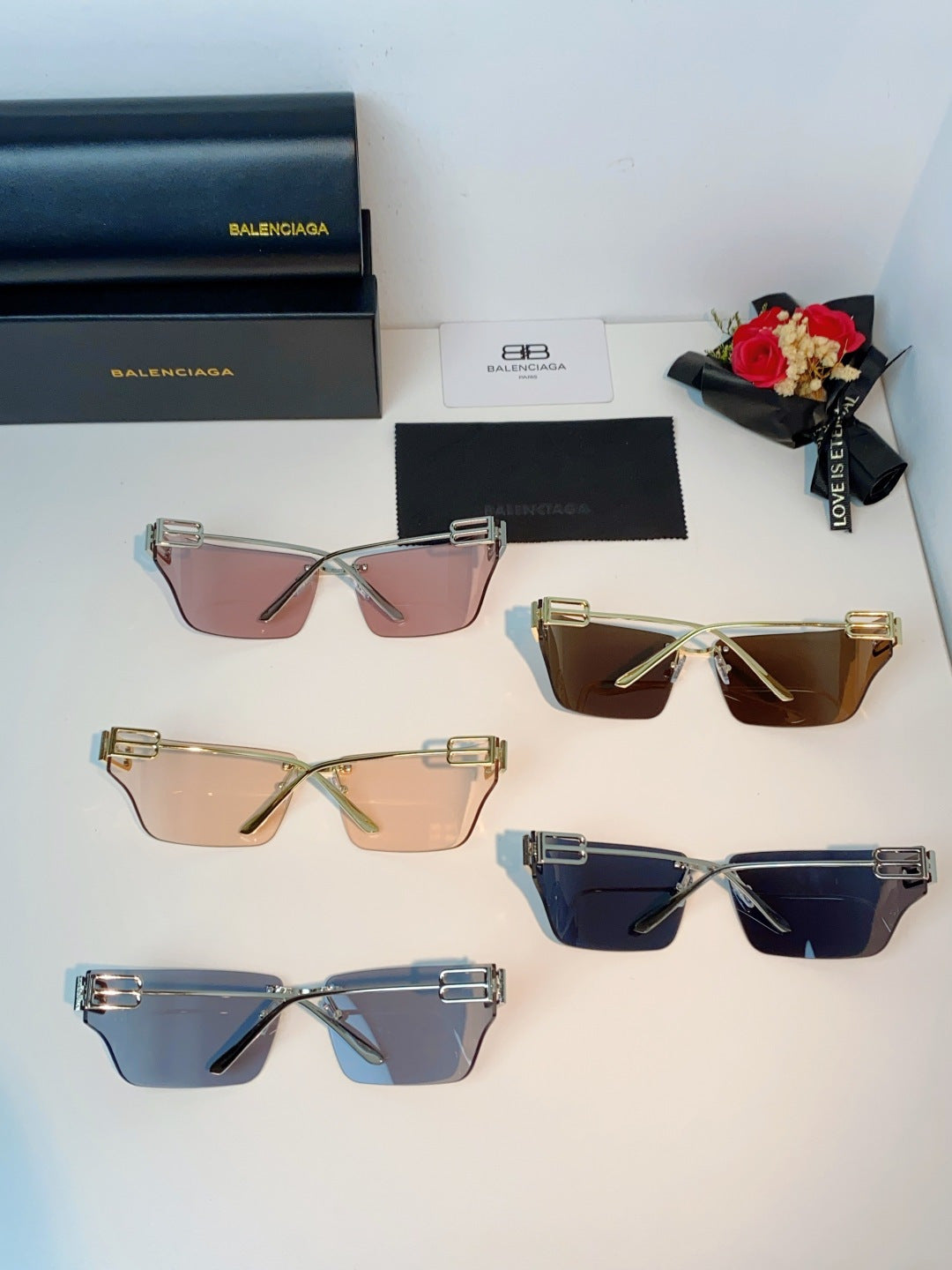 Balenciaga Lightweight Rimless Pink Lens Sunglasses for Men & Women - detail image 12