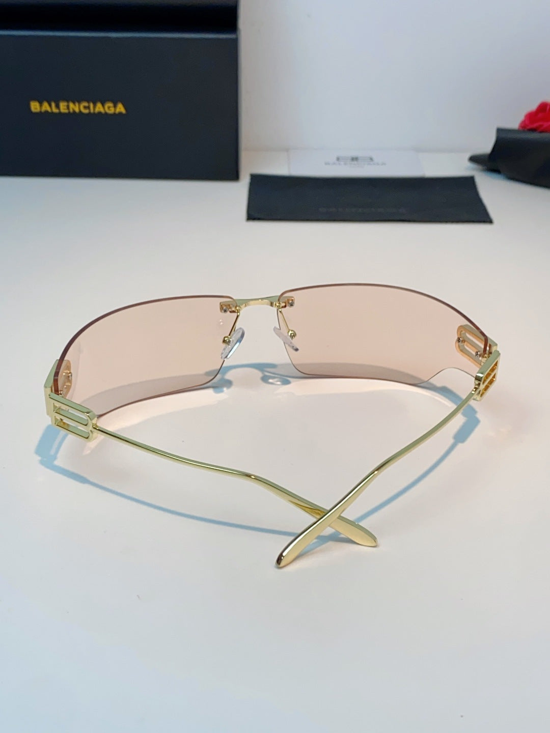 Balenciaga Lightweight Rimless Gold Lens Sunglasses for Men & Women - detail image 3