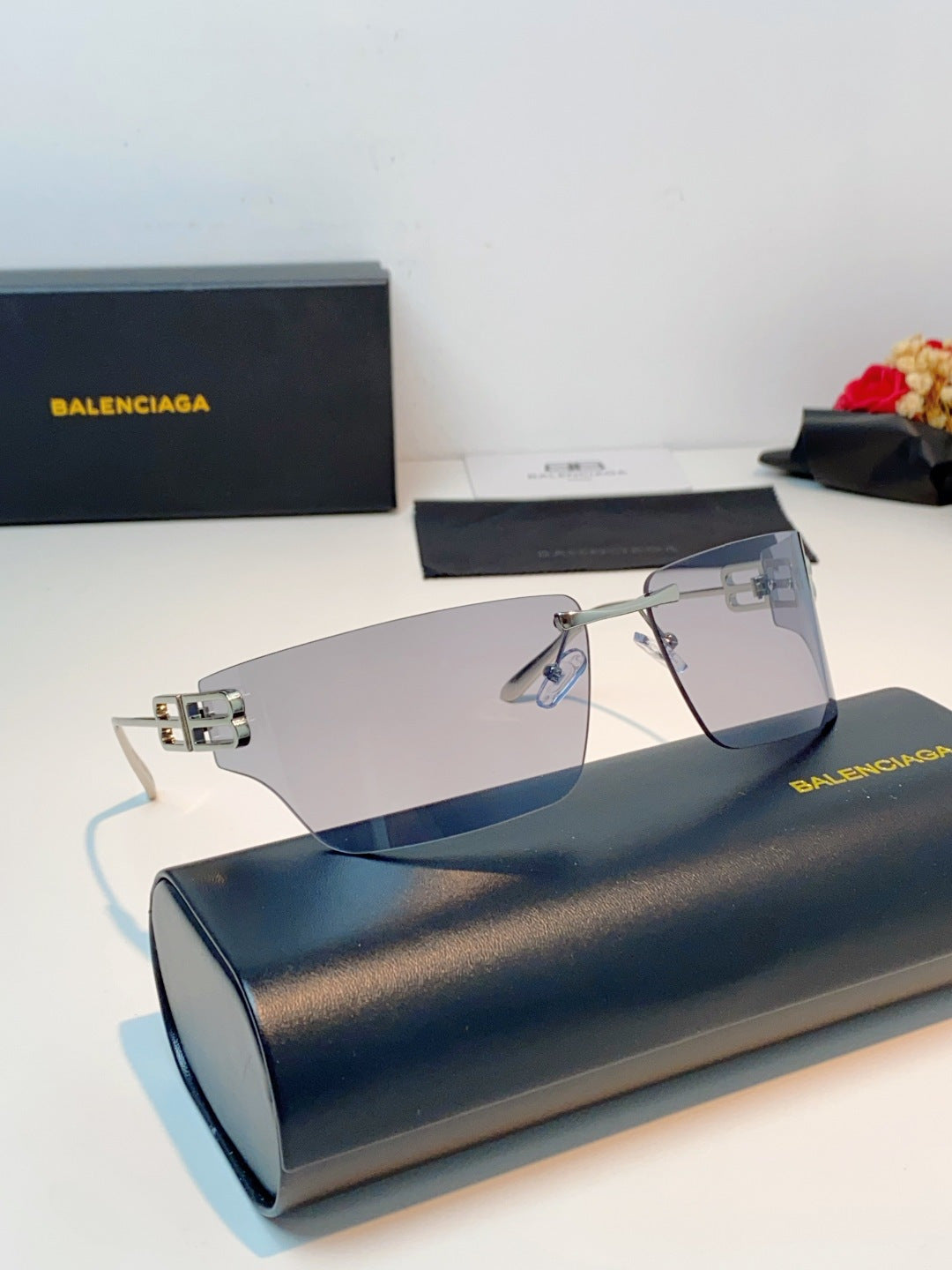 Balenciaga Lightweight Rimless Gray Lens Sunglasses for Men & Women - 399144 - detail image 11
