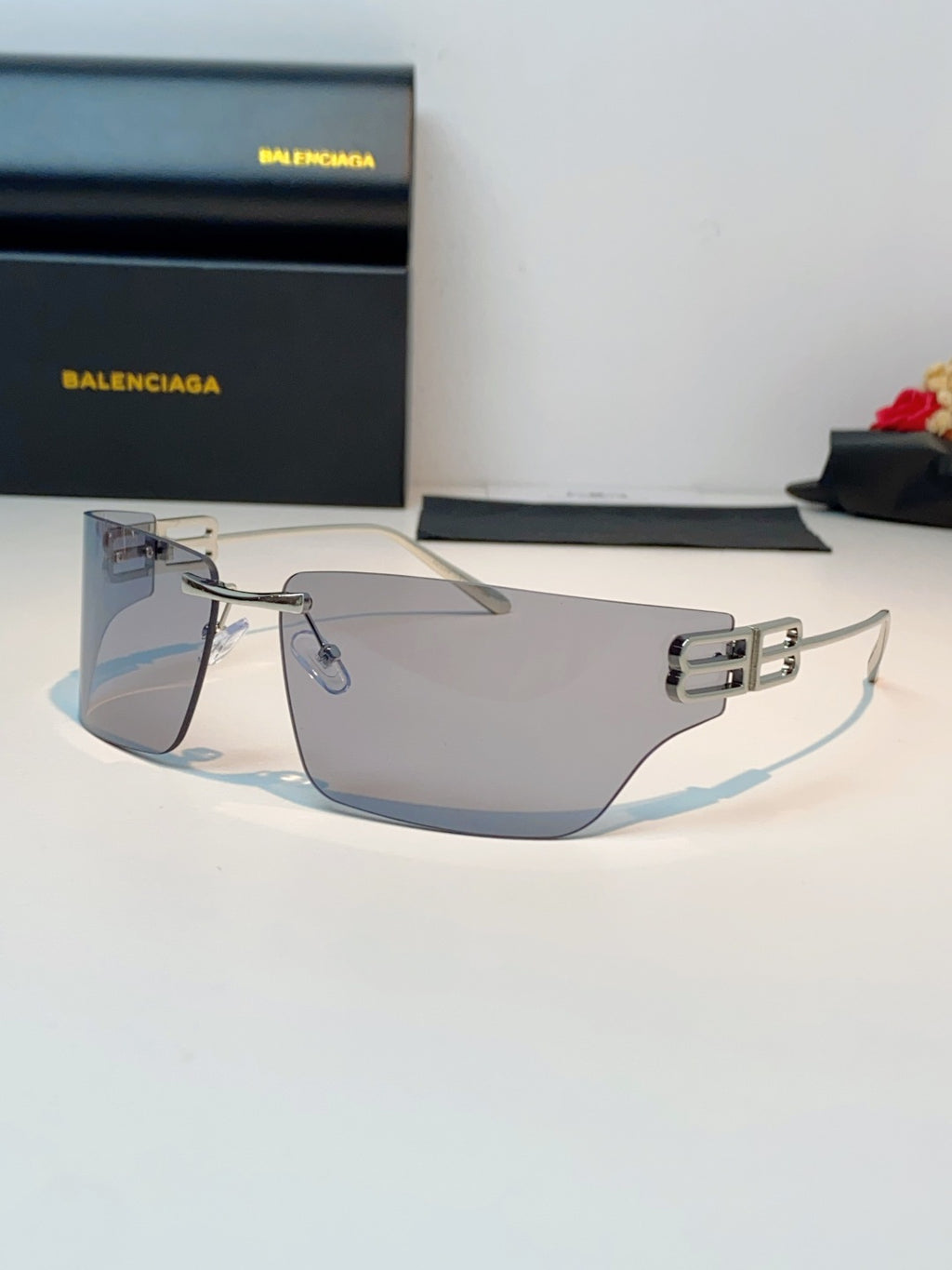 Balenciaga Lightweight Rimless Gray Lens Sunglasses for Men & Women - 399144