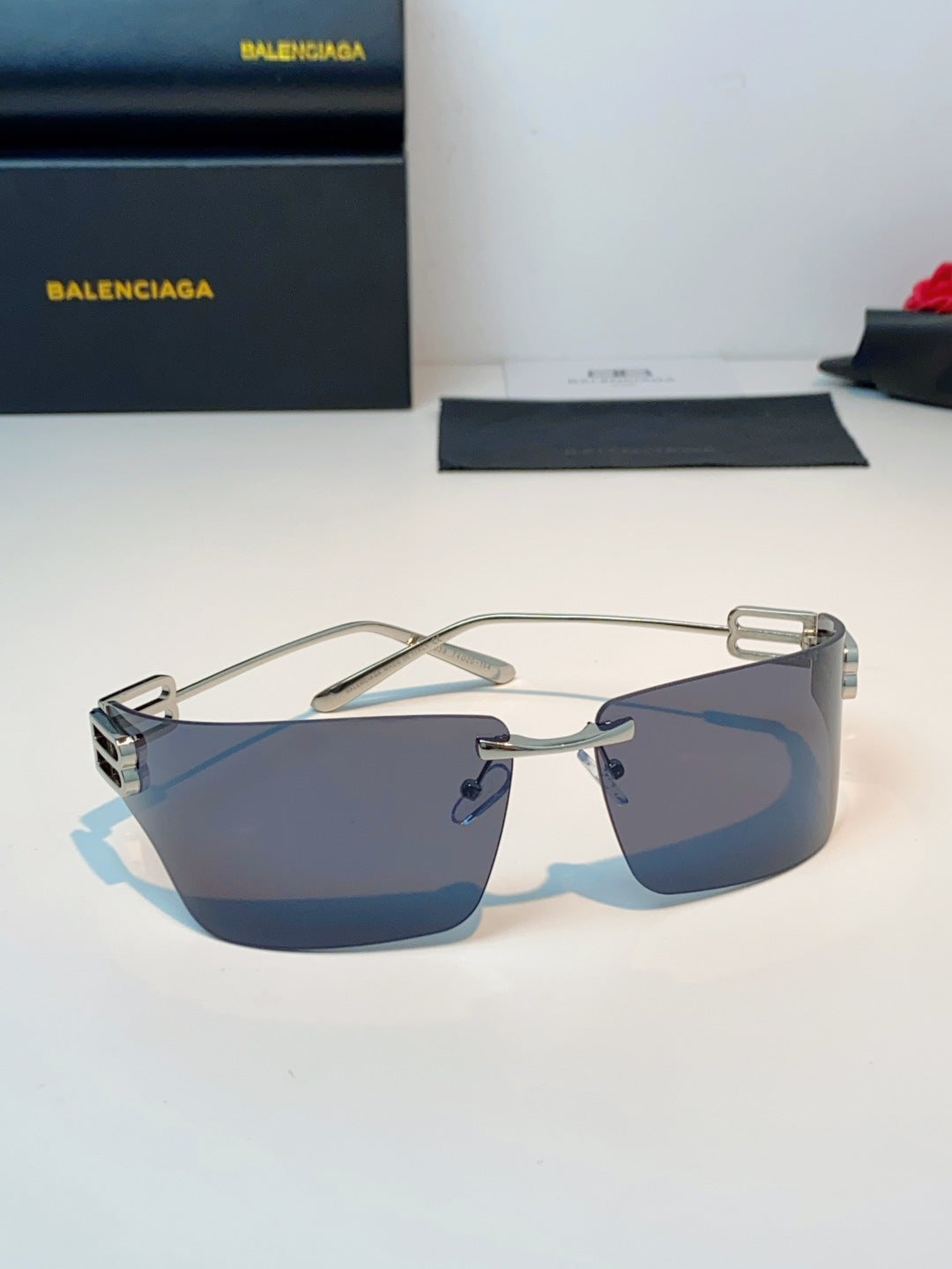 Balenciaga Lightweight Rimless Gray Lens Sunglasses for Men & Women - detail image 2