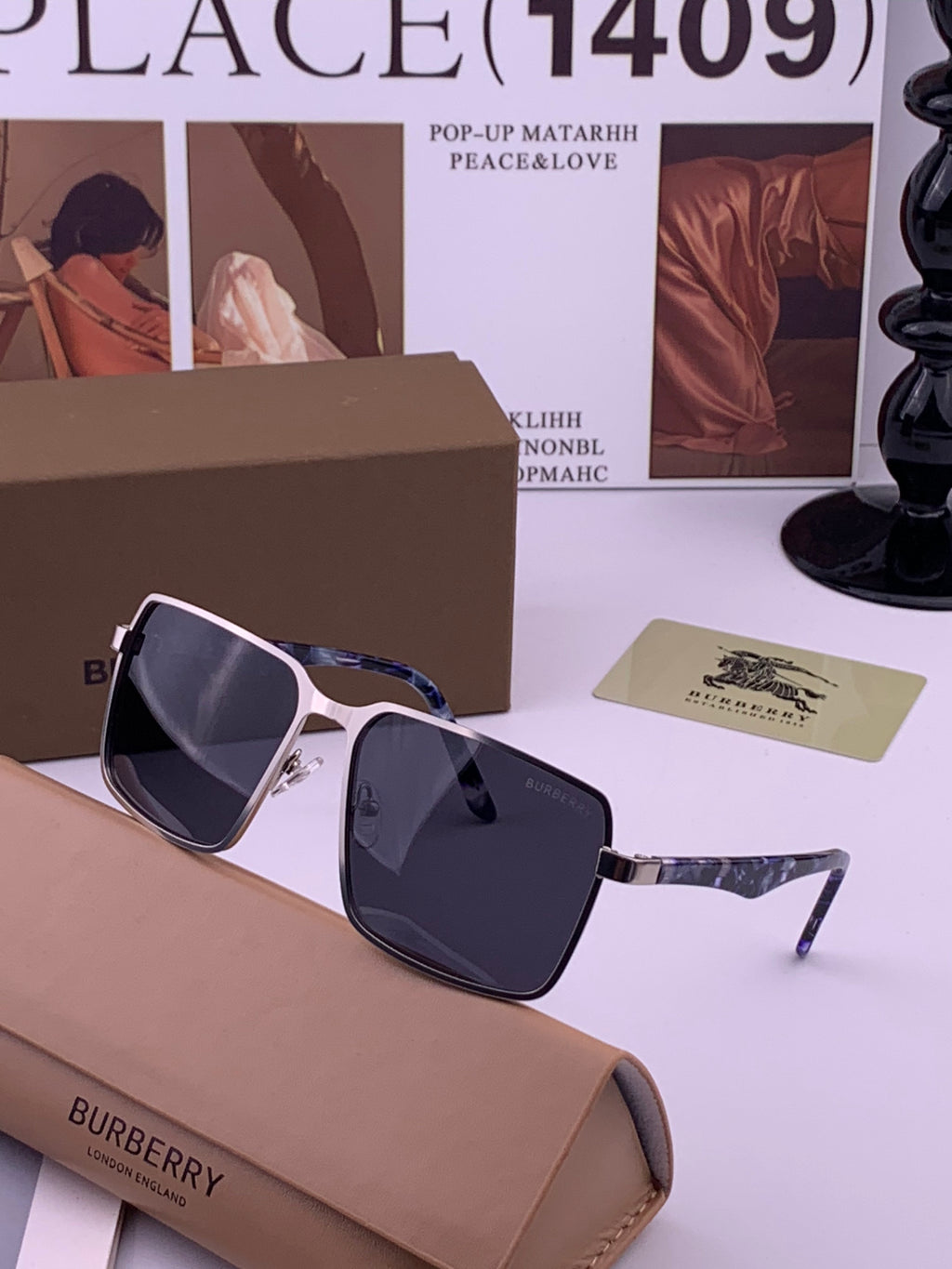 Burberry B080668 Aviator Gold Lens Sunglasses for Men - 416041 - detail image 2
