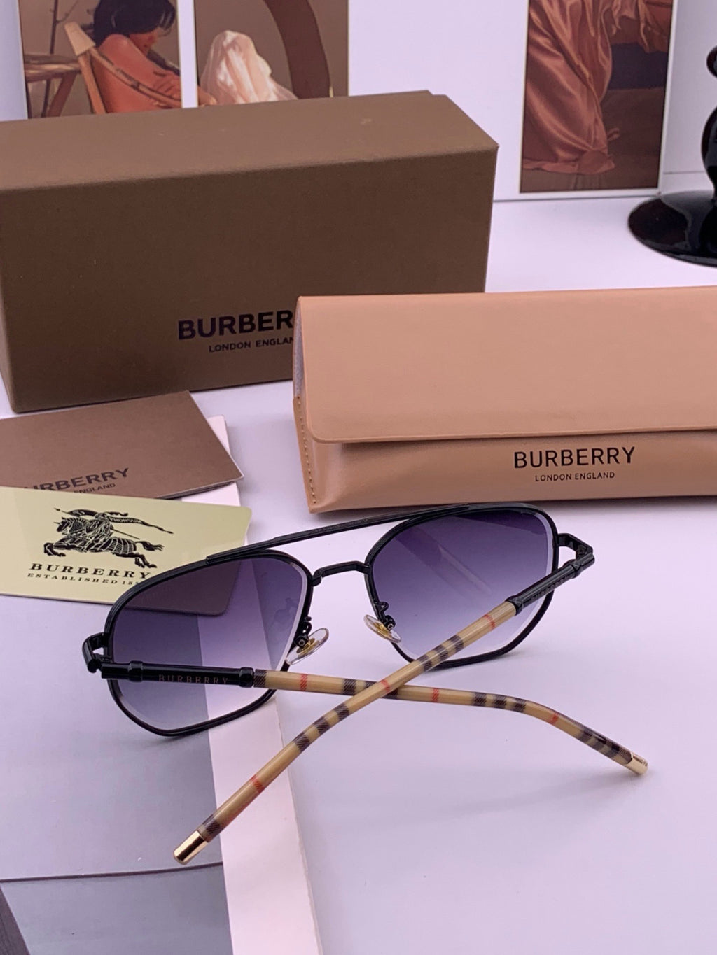 Burberry B938 Aviator Purple Lens Sunglasses for Men - 416056 - detail image 7