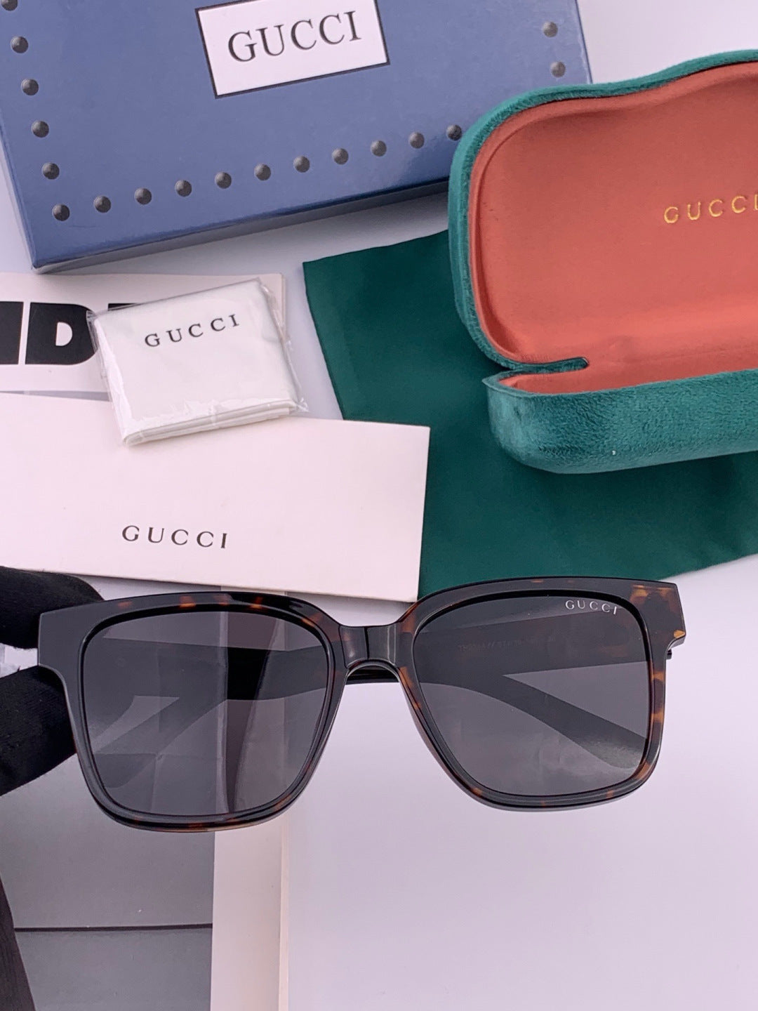 Gucci G4234 Polarized Square Gold Lens Sunglasses for Men & Women