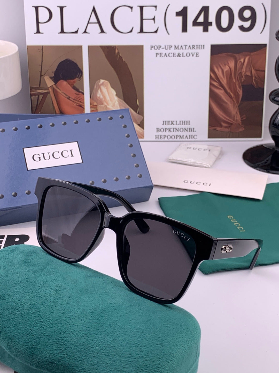 Gucci G4234 Polarized Square Gold Lens Sunglasses for Men & Women - detail image 2