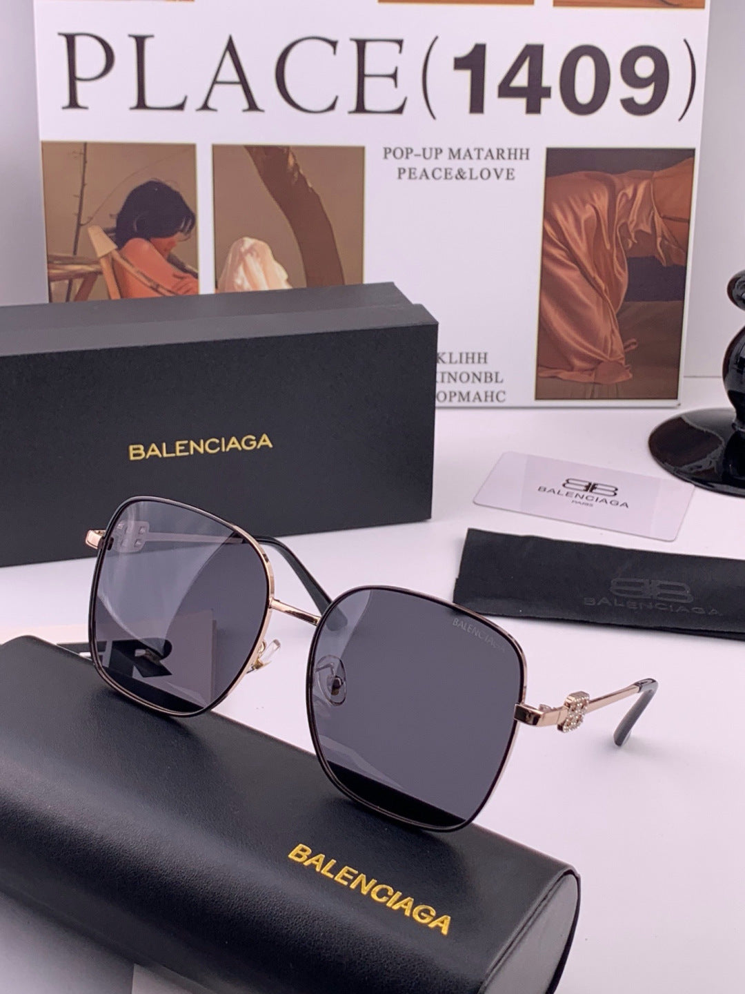 Balenciaga BL7192 Metal Fashion Black Lens Sunglasses for Men & Women - 416126
