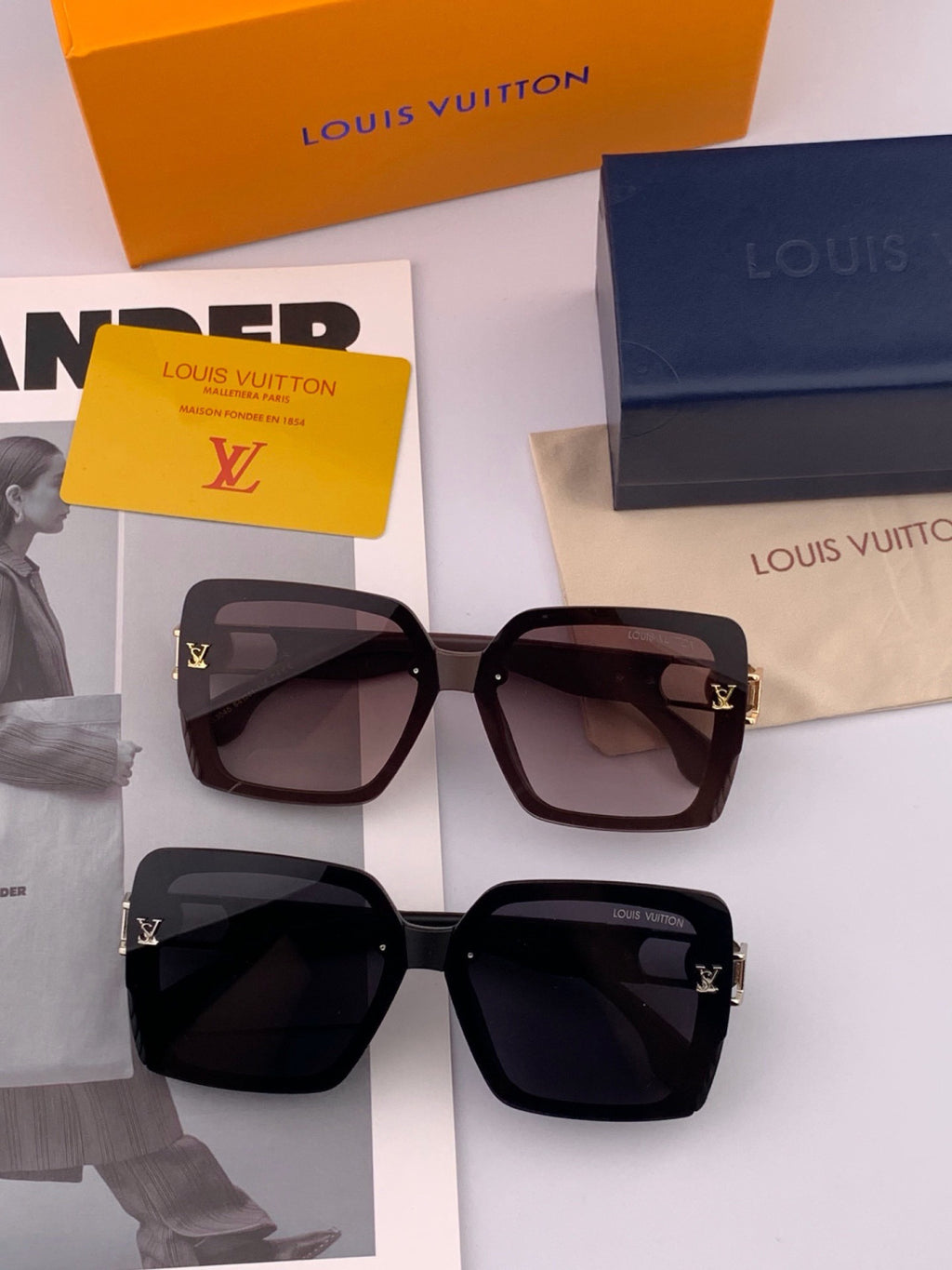 Louis Vuitton L5304 Polarized Square Gold Lens Sunglasses for Men & Women - detail image 7