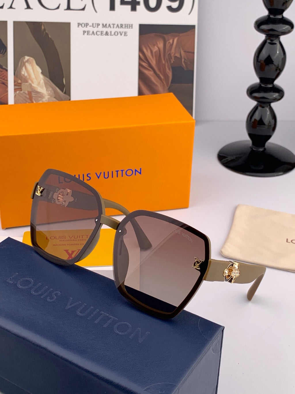 Louis Vuitton L4991 Polarized Square Gold Lens Sunglasses for Men & W - 431219 - detail image 2