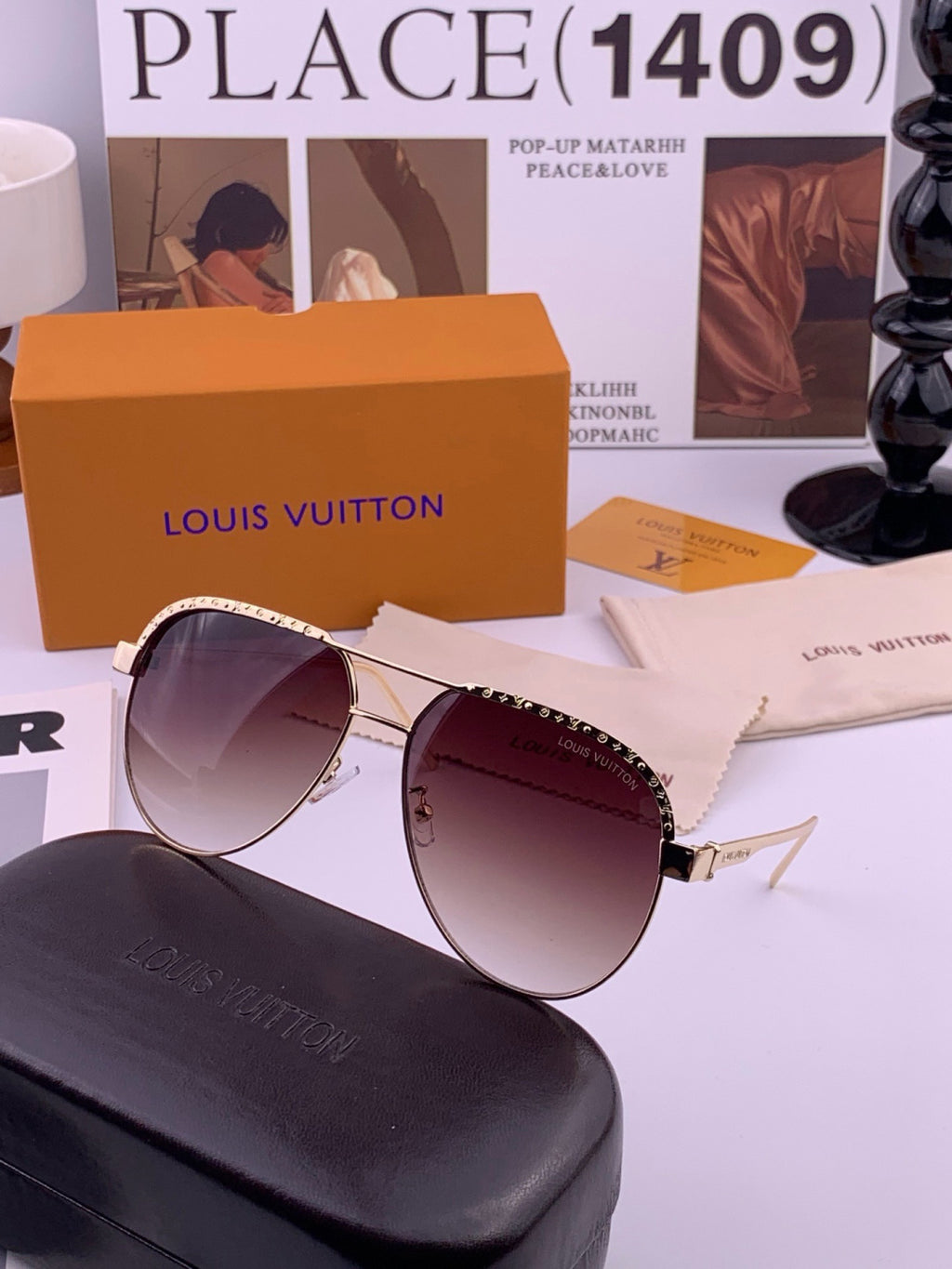Louis Vuitton L01744 Aviator Black Lens Sunglasses for Men & Women - 431205 - detail image 3
