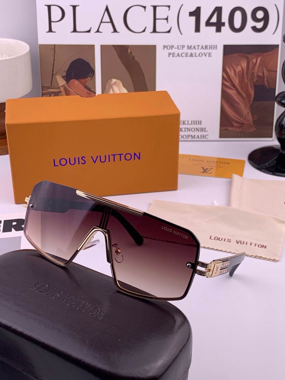 Louis Vuitton L71757 Aviator Blue Lens Sunglasses for Men & Women - 431207 - detail image 5