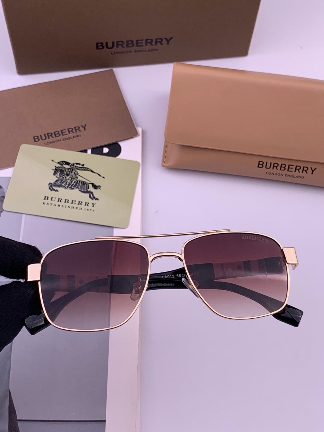Burberry B201 Aviator Black Lens Sunglasses for Men - 432451