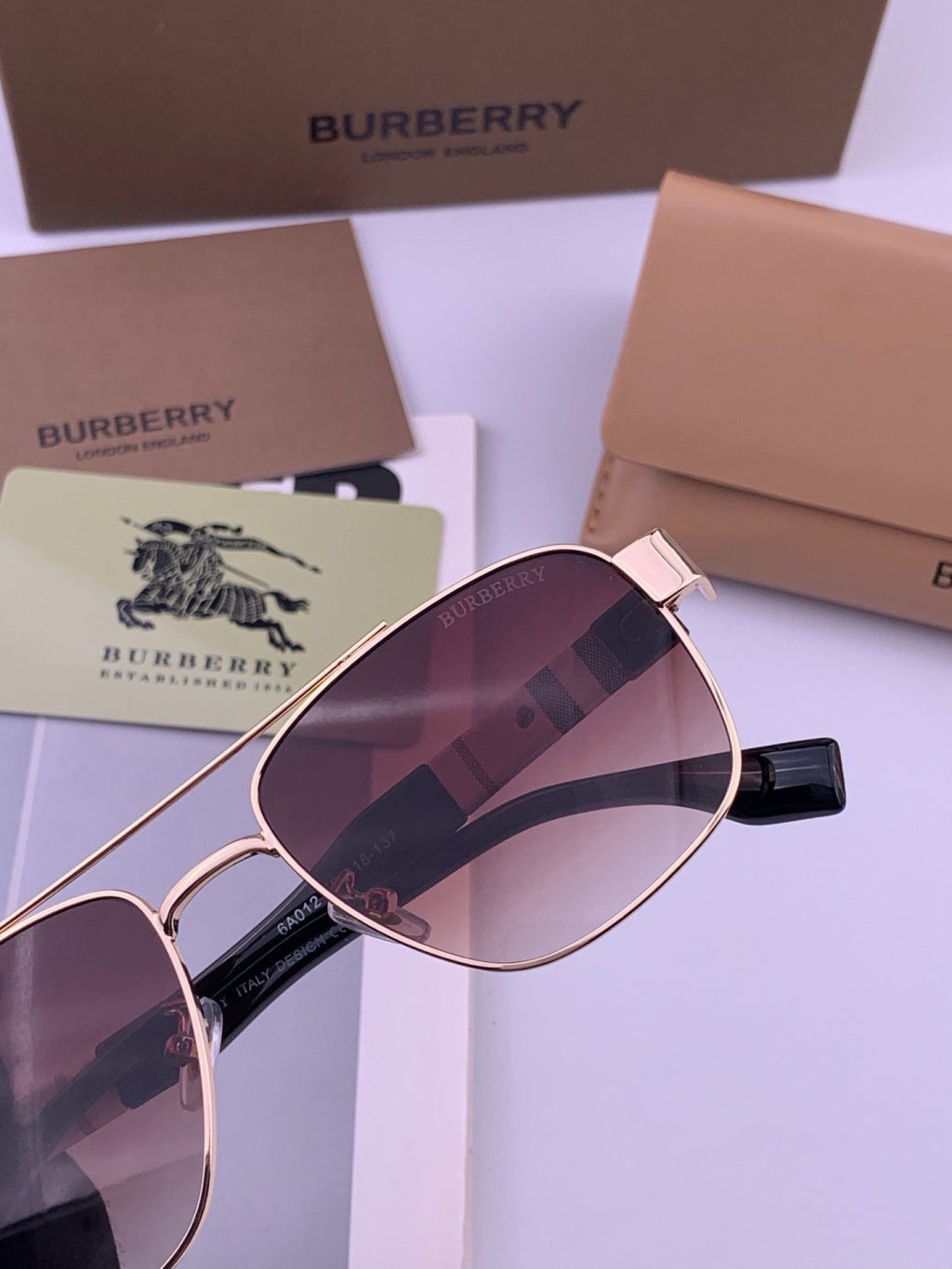 Burberry B201 Aviator Black Lens Sunglasses for Men - 432451 - detail image 4