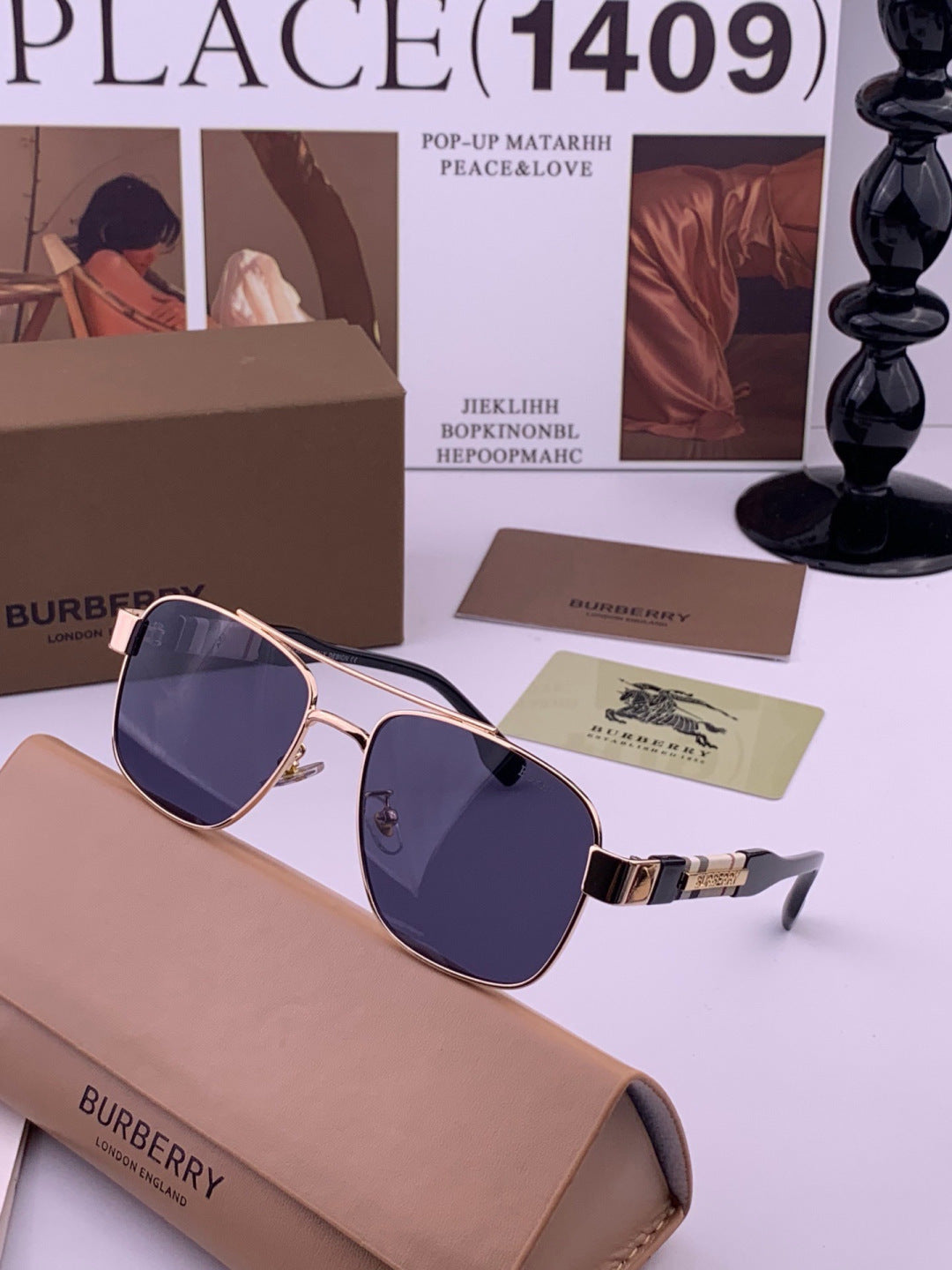Burberry B201 Aviator Blue Lens Sunglasses for Men - 432452 - detail image 2