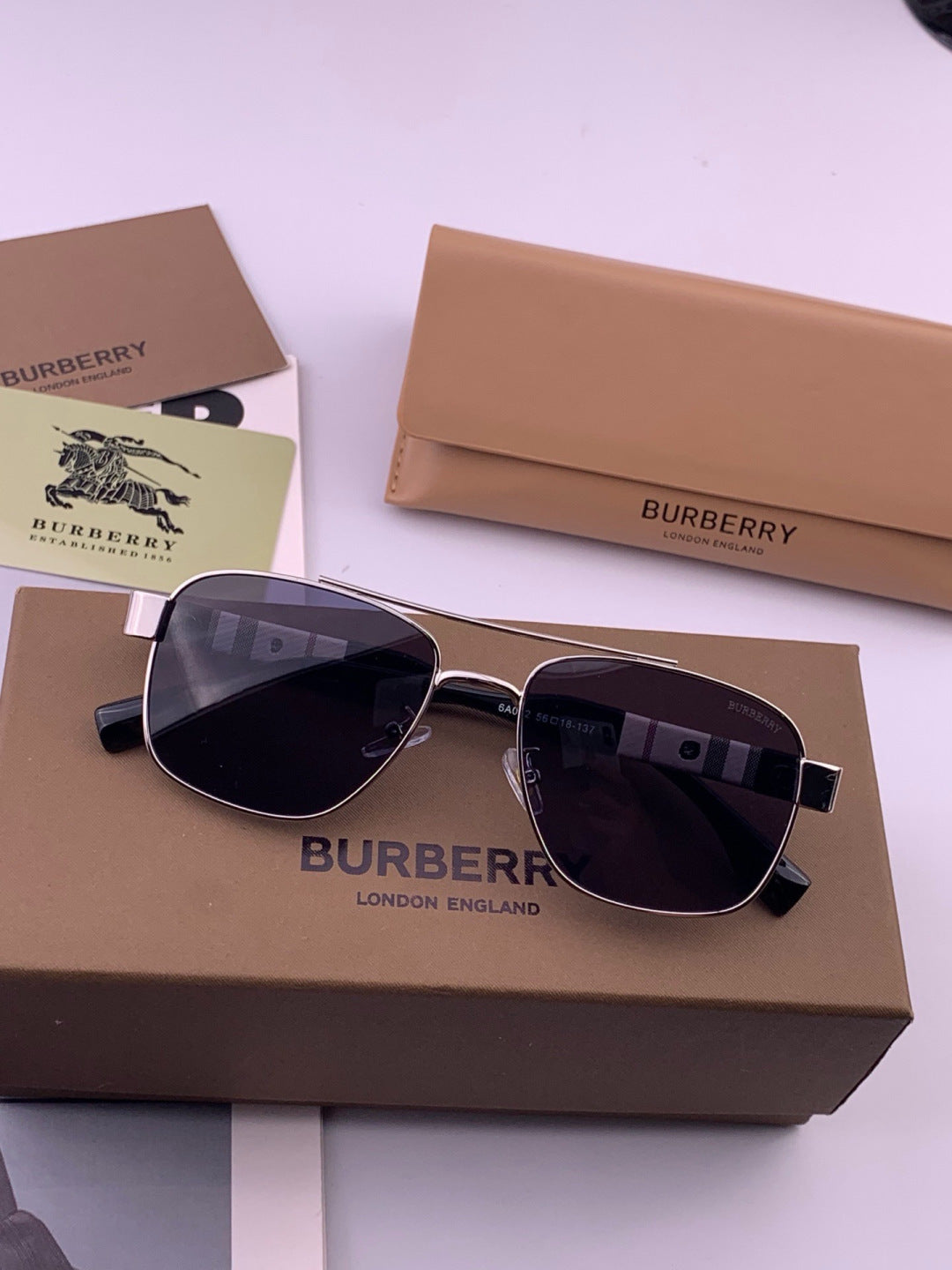 Burberry B201 Aviator Blue Lens Sunglasses for Men - 432453 - detail image 7