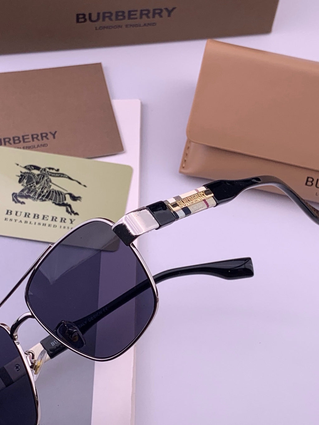 Burberry B201 Aviator Blue Lens Sunglasses for Men - 432453 - detail image 3