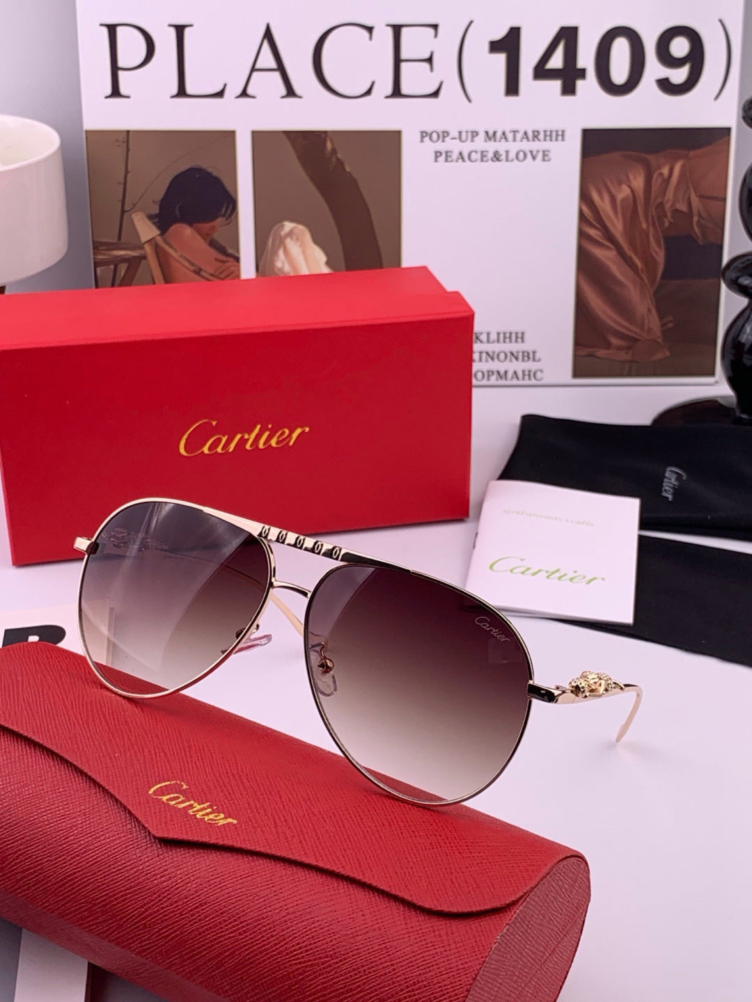 Cartier K41758 Fashion Red Lens Sunglasses for Men & Women - 432217 - detail image 5