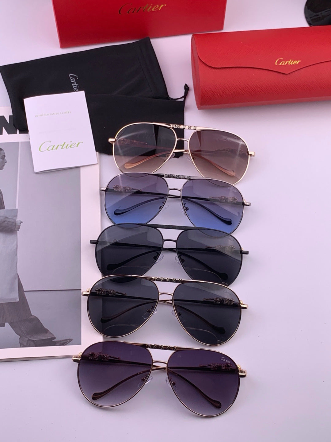 Cartier K41758 Fashion Red Lens Sunglasses for Men & Women - 432217 - detail image 8