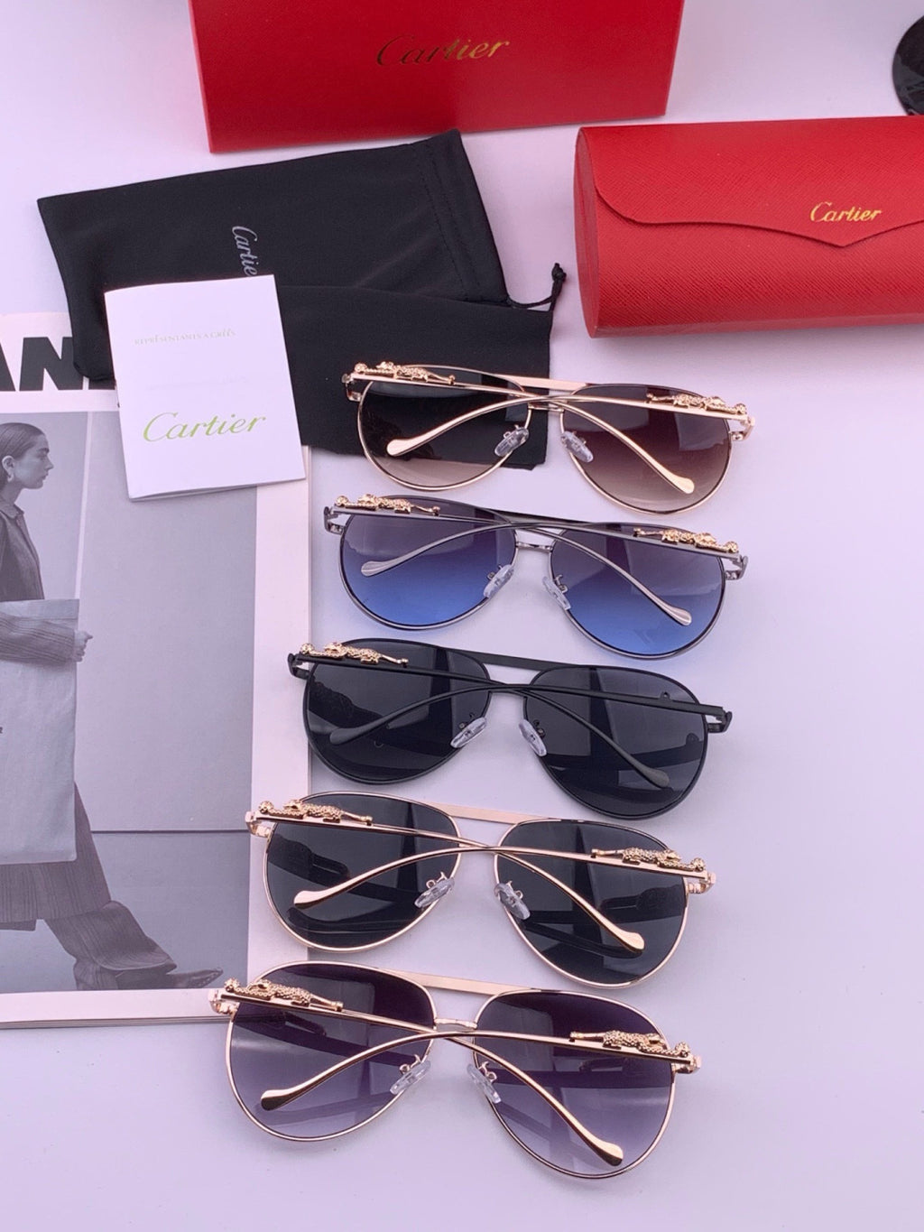 Cartier K41758 Fashion Red Lens Sunglasses for Men & Women - 432217 - detail image 7
