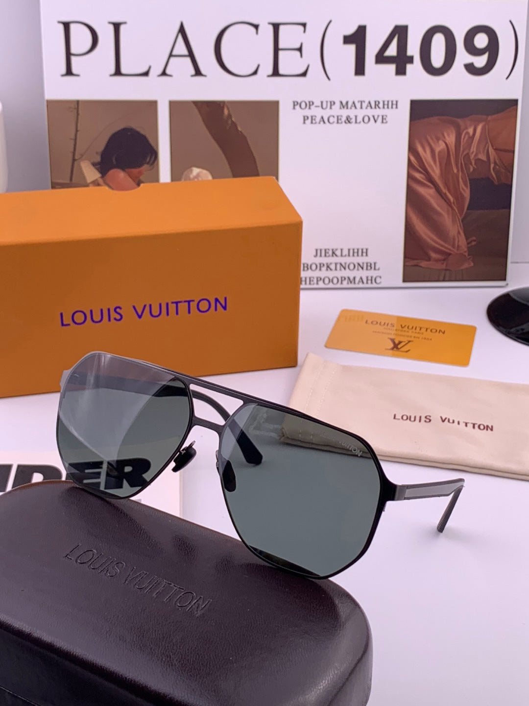 Louis Vuitton L6229 Polarized Aviator Blue Lens Sunglasses for Men - 431198 - detail image 5