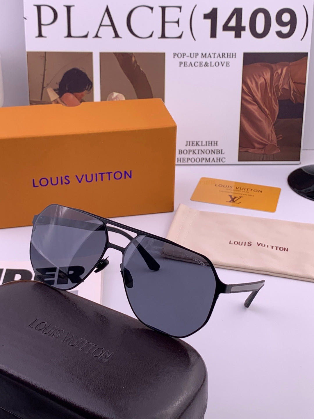 Louis Vuitton L6229 Polarized Aviator Blue Lens Sunglasses for Men - 431198 - detail image 4