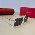 Cartier Lightweight Metal Rimless Silver Lens Sunglasses for Men & Wo - 465773