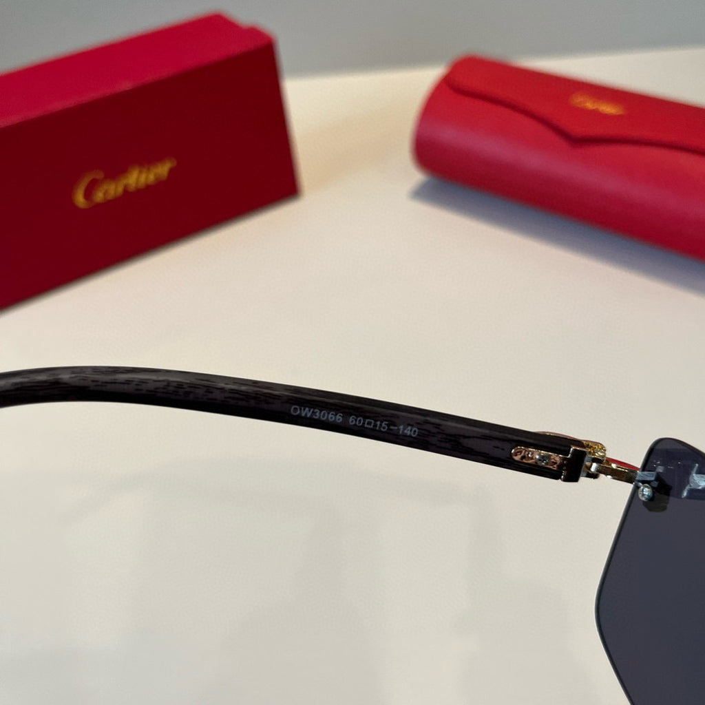 Cartier Lightweight Metal Rimless Black Lens Sunglasses for Men & Wom - 432202 - detail image 9