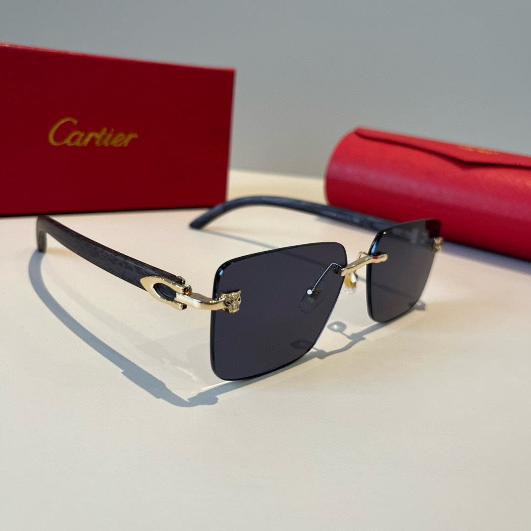 Cartier Lightweight Metal Rimless Black Lens Sunglasses for Men & Wom - 465760