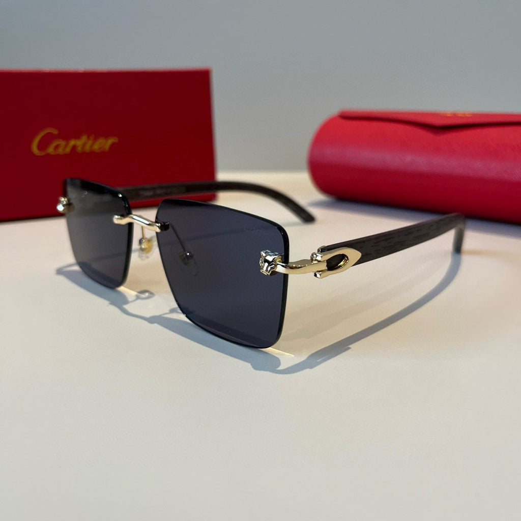 Cartier Lightweight Metal Rimless Black Lens Sunglasses for Men & Wom - 432202 - detail image 3