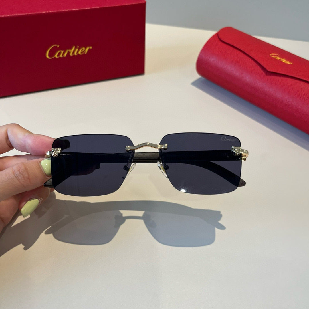 Cartier Lightweight Metal Rimless Black Lens Sunglasses for Men & Wom - 432202 - detail image 4