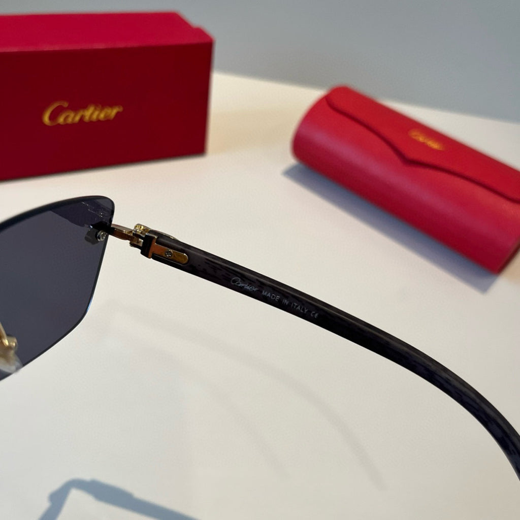 Cartier Lightweight Metal Rimless Black Lens Sunglasses for Men & Wom - 432202 - detail image 8
