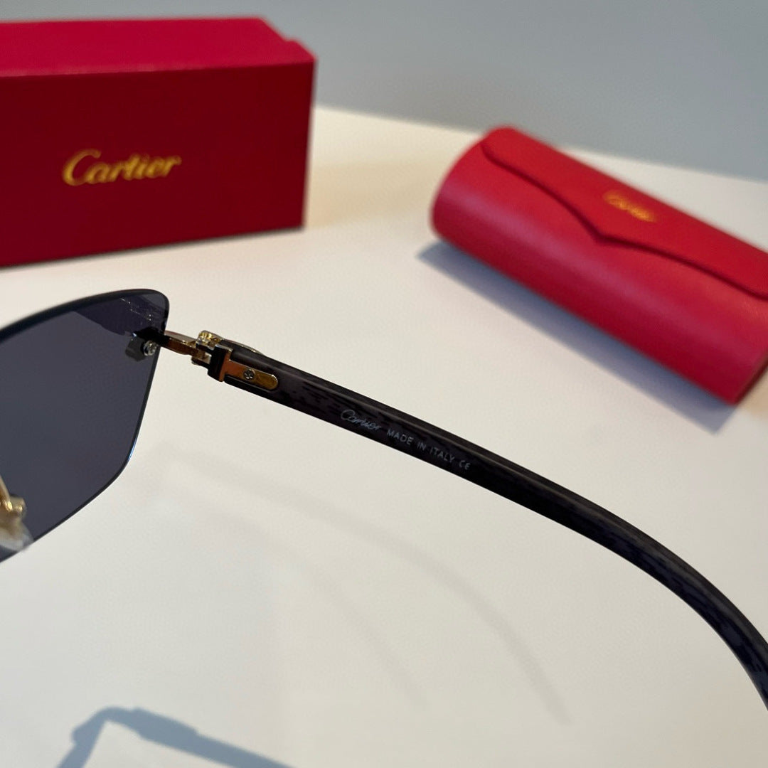 Cartier Lightweight Metal Rimless Black Lens Sunglasses for Men & Wom - 432202 - detail image 8