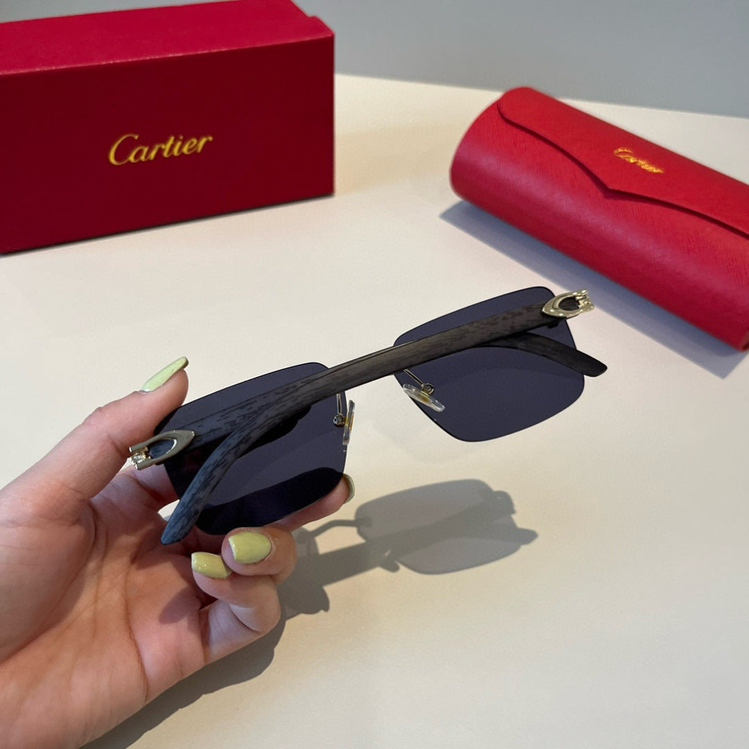 Cartier Lightweight Metal Rimless Black Lens Sunglasses for Men & Wom - 432202 - detail image 7