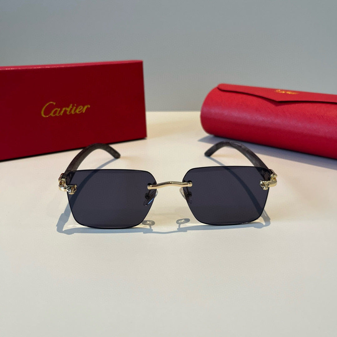 Cartier Lightweight Metal Rimless Black Lens Sunglasses for Men & Wom - 465760 - detail image 2