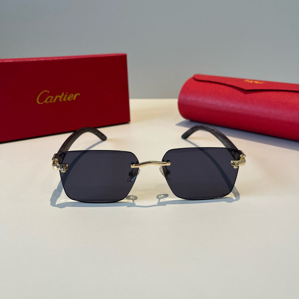 Cartier Lightweight Metal Rimless Black Lens Sunglasses for Men & Wom - 432202 - detail image 2