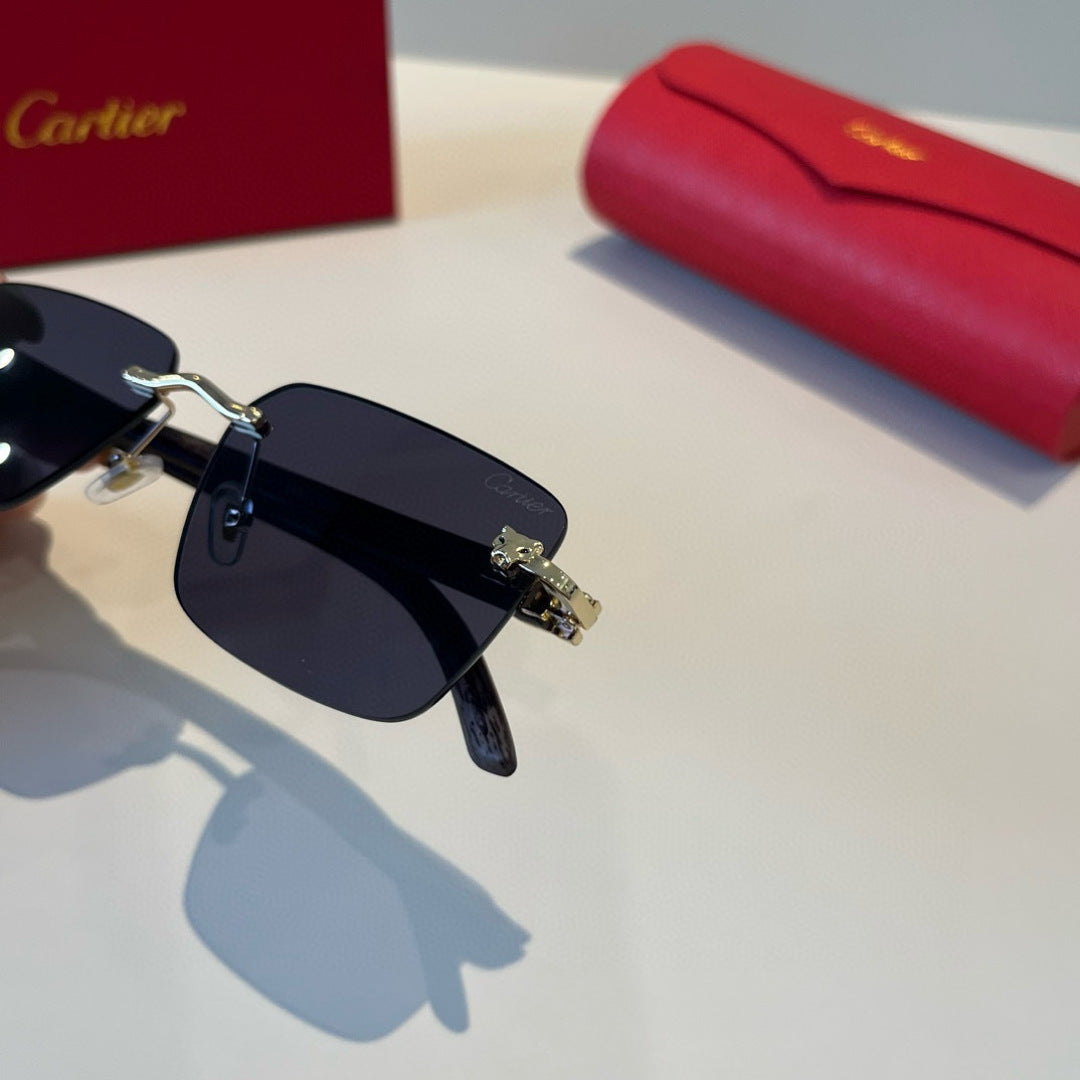 Cartier Lightweight Metal Rimless Black Lens Sunglasses for Men & Wom - 465760 - detail image 5