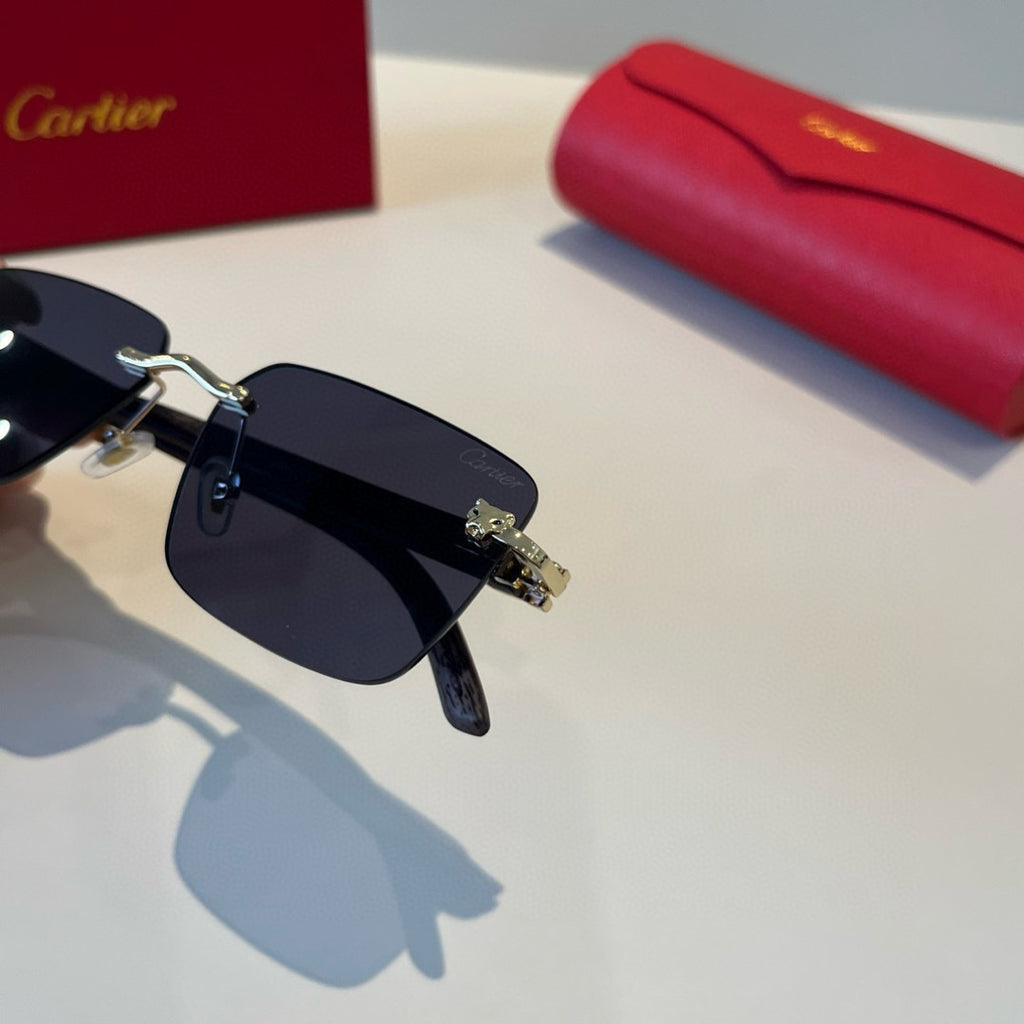 Cartier Lightweight Metal Rimless Black Lens Sunglasses for Men & Wom - 432202 - detail image 5