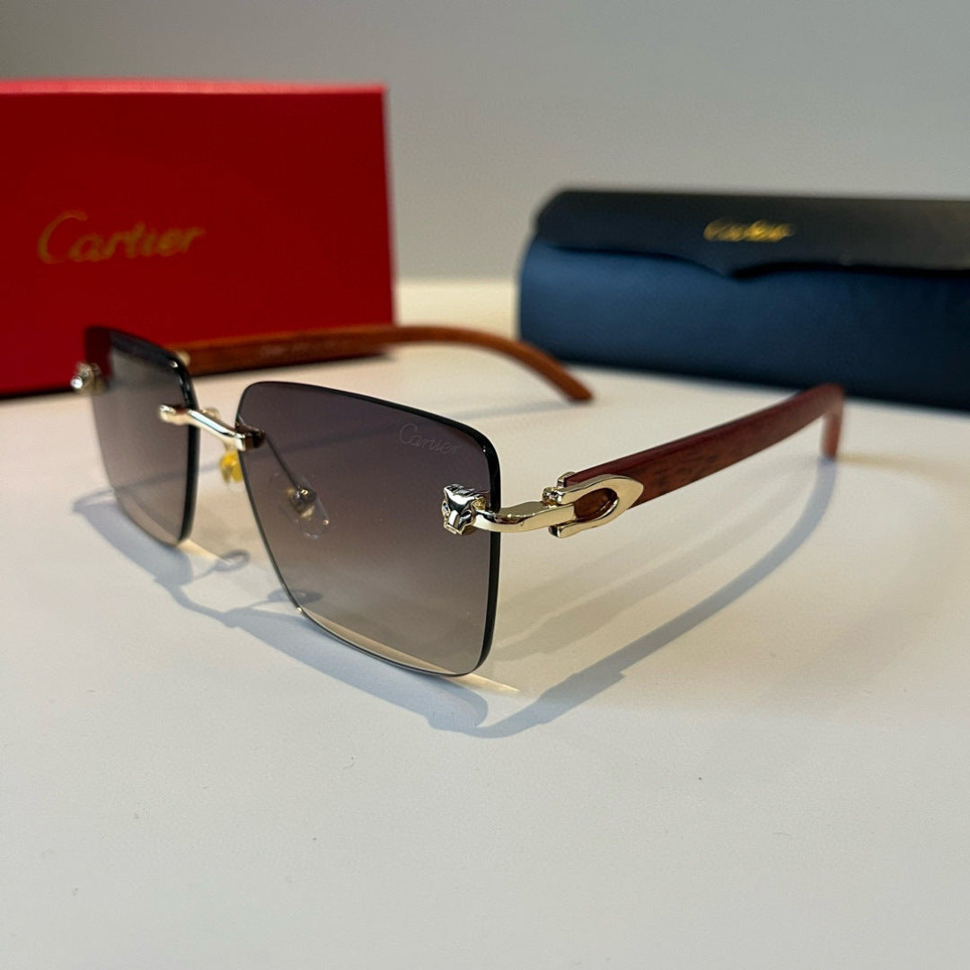 Cartier Lightweight Metal Rimless Brown Lens Sunglasses for Men & Wom - 432203 - detail image 3
