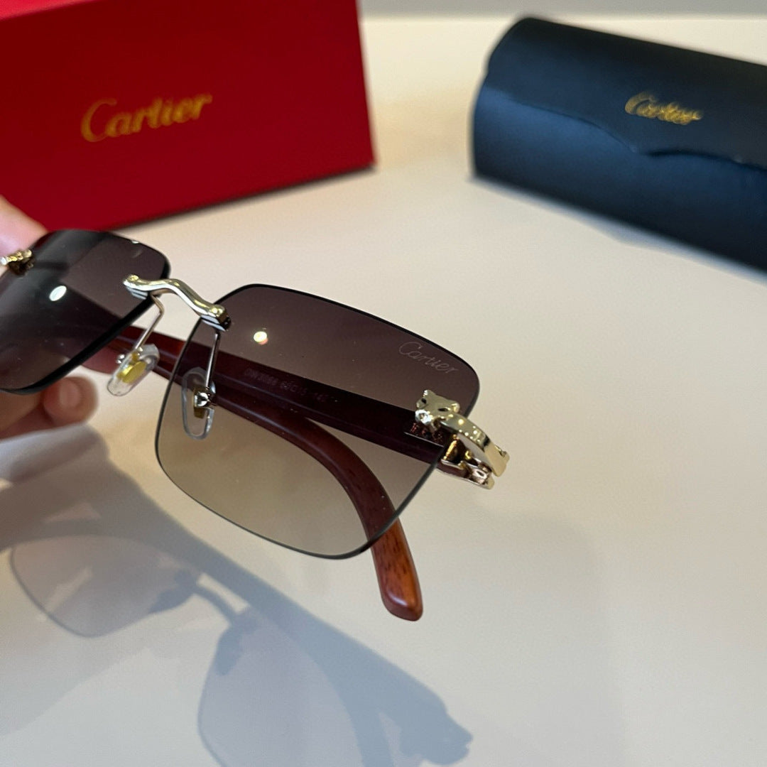 Cartier Lightweight Metal Rimless Brown Lens Sunglasses for Men & Wom - 465761 - detail image 9