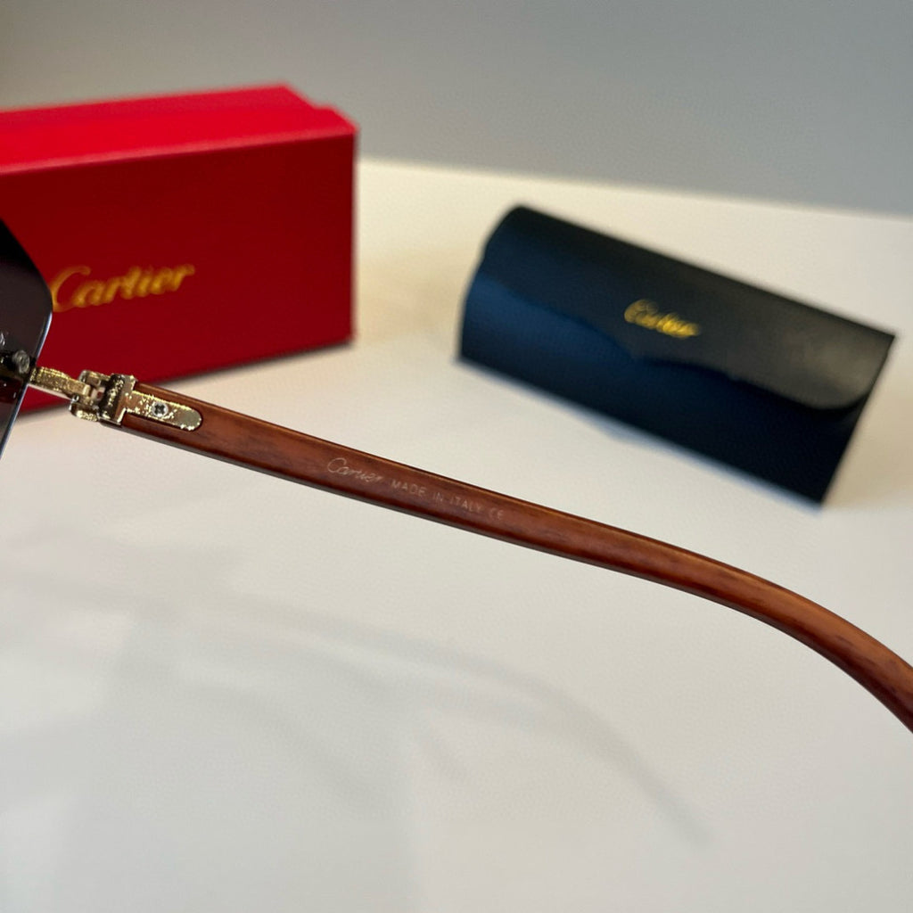 Cartier Lightweight Metal Rimless Brown Lens Sunglasses for Men & Wom - 465761 - detail image 5