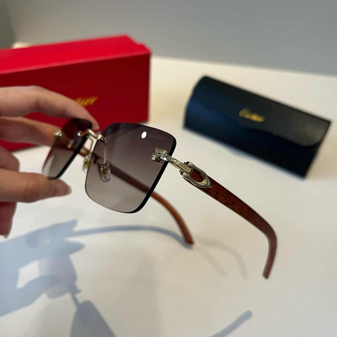 Cartier Lightweight Metal Rimless Brown Lens Sunglasses for Men & Wom - 465761 - detail image 4